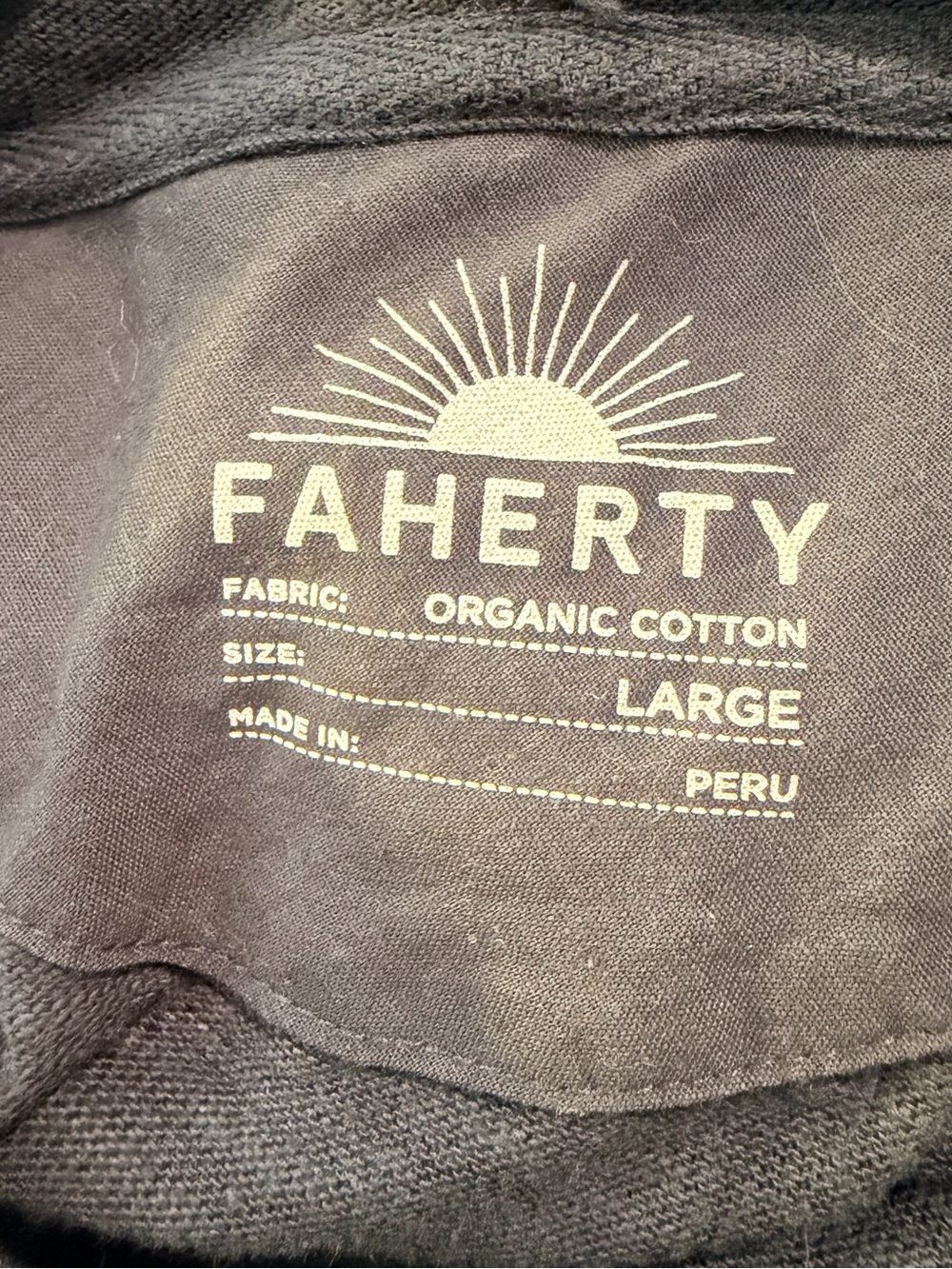 Faherty Sunwashed Organic Cotton Long Sleeved Hoodie - Blue Nights. Men's Large. - Picture 4 of 5